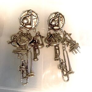 Gold Tone Musical Charms Earrings (OS)